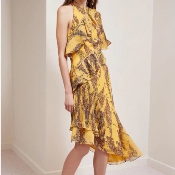 Floral / Wildflower One Shoulder Yellow and Pink Asymmetrical Dress -  XS - Picture 1 of 9
